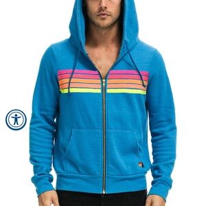 Aviator Nation ocean hoodie with neon stripes! LARGE